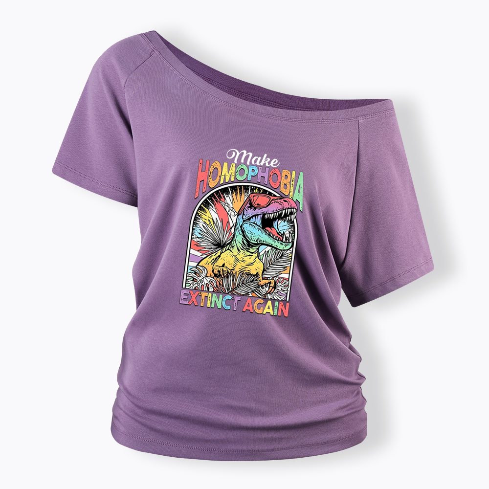 Make Homophobia Extinct Off Shoulder T-shirt