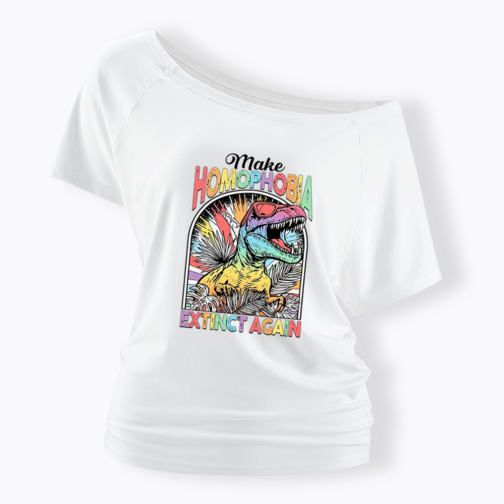 Make Homophobia Extinct Off Shoulder T-shirt