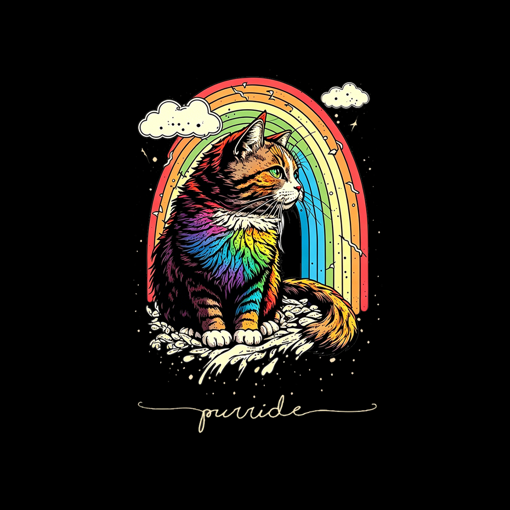 Cat Rainbow Off Shoulder T-shirt