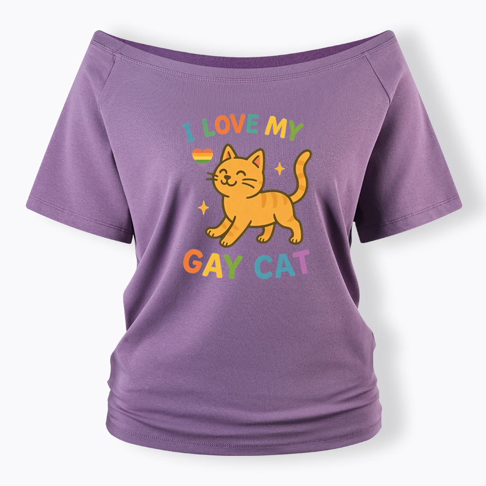I Love My Gay Cat Off Shoulder T-shirt