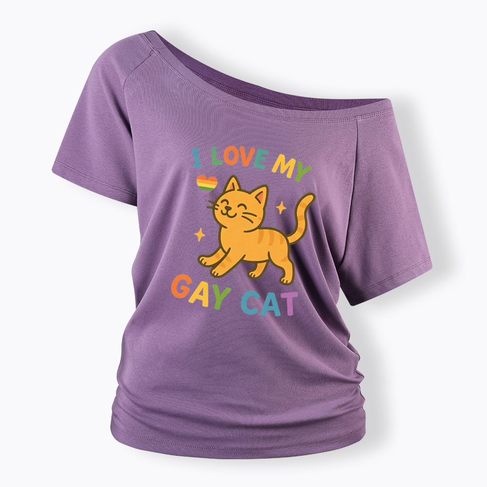 I Love My Gay Cat Off Shoulder T-shirt