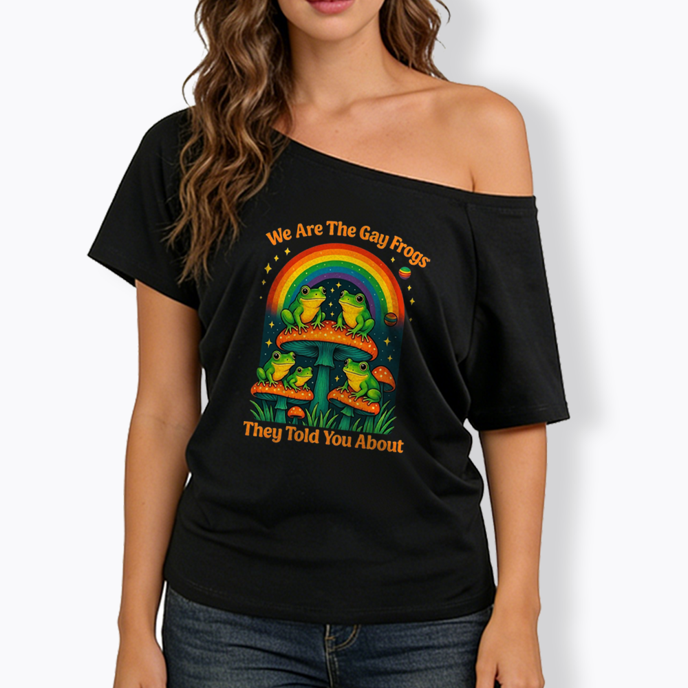 Gay Frogs Meme Off Shoulder T-shirt