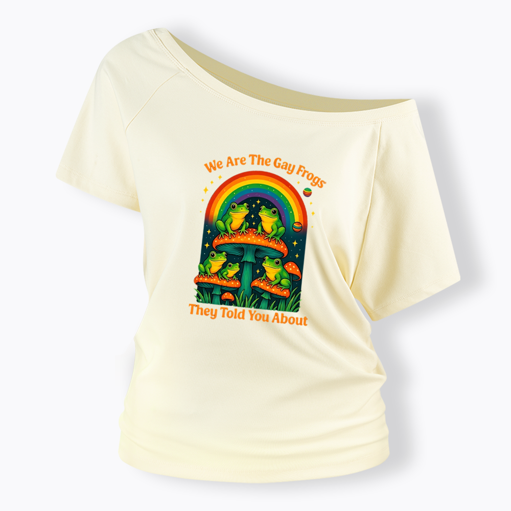 Gay Frogs Meme Off Shoulder T-shirt