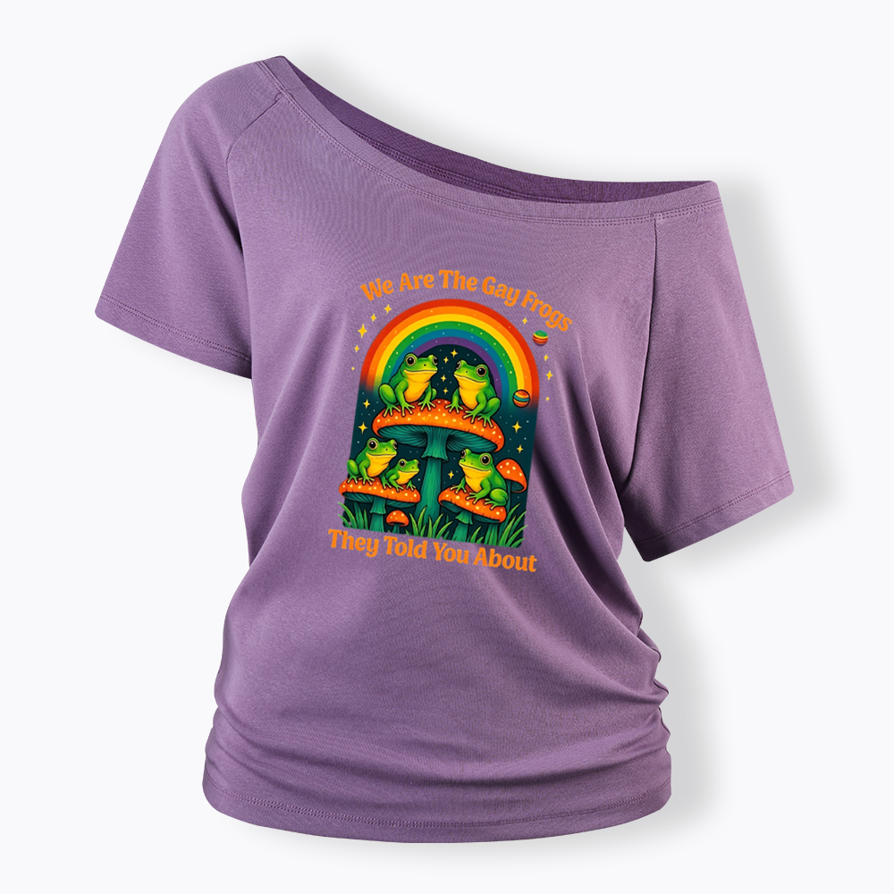 Gay Frogs Meme Off Shoulder T-shirt