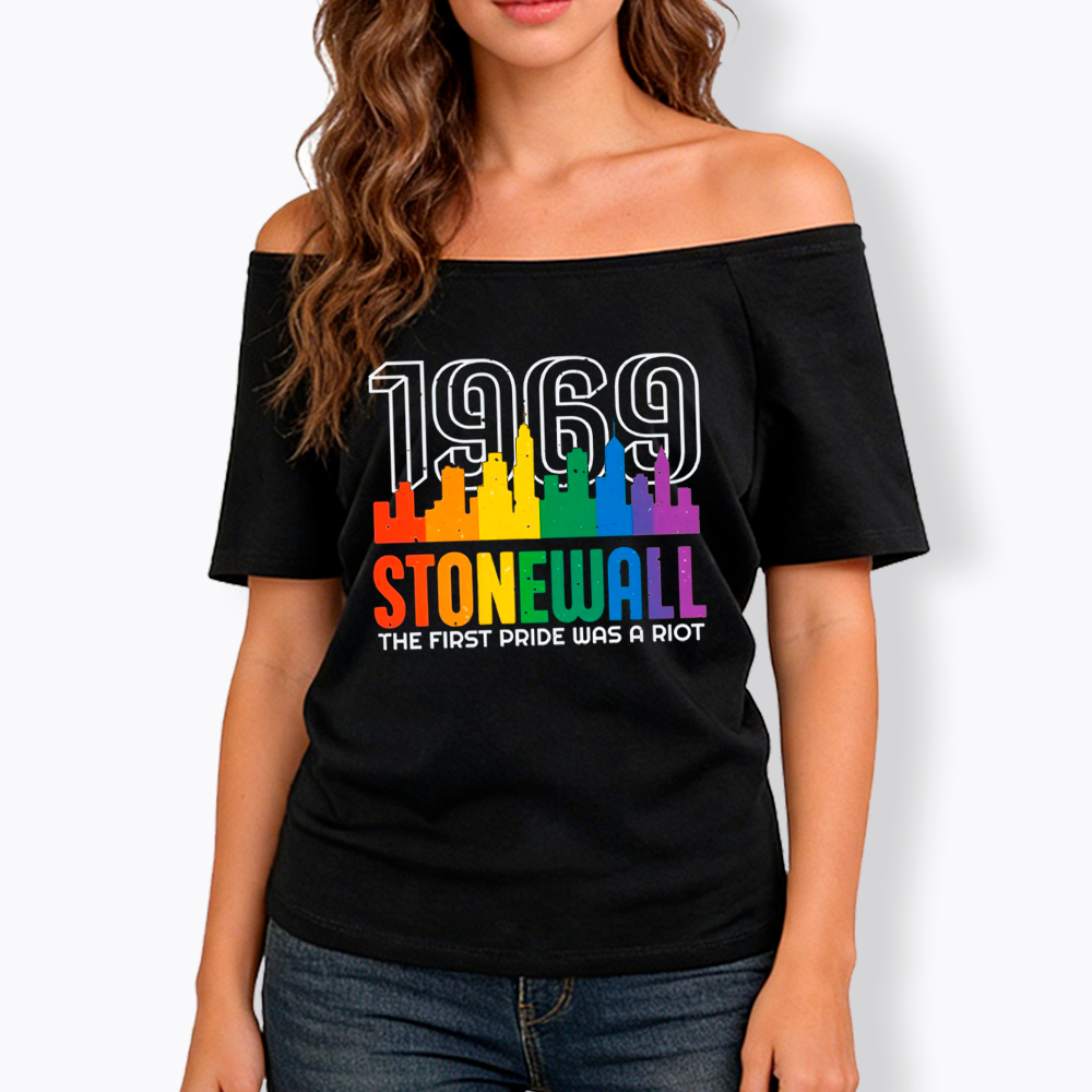 The first Pride Was a Riot Shirt EST 1969 Off Shoulder T-Shirt