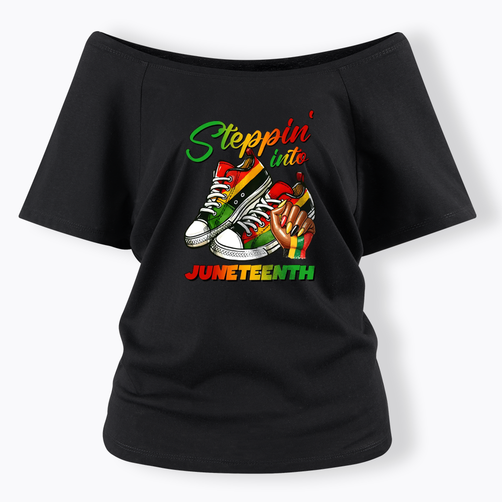 Stepping Into Juneteenth Off Shoulder T-shirt