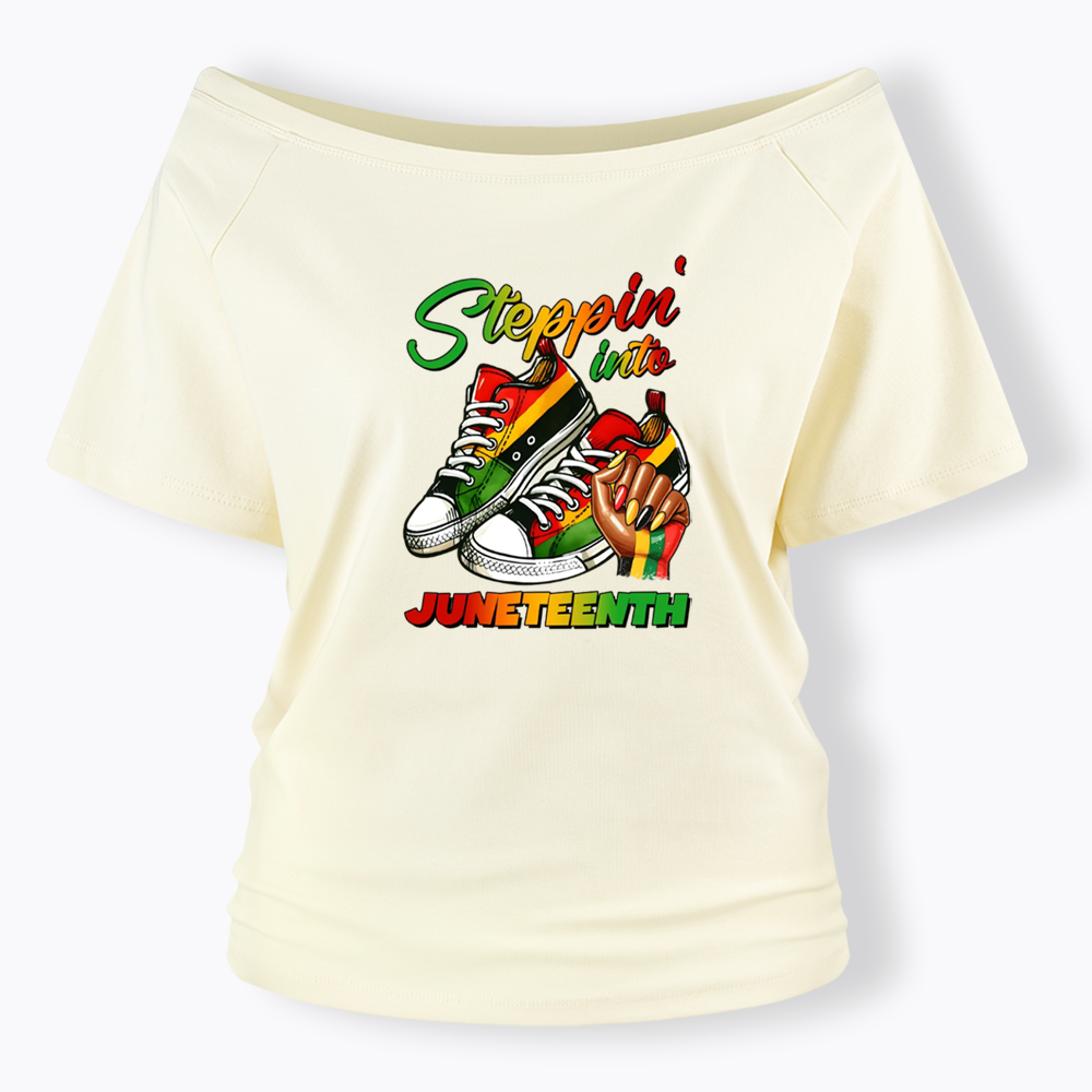 Stepping Into Juneteenth Off Shoulder T-shirt