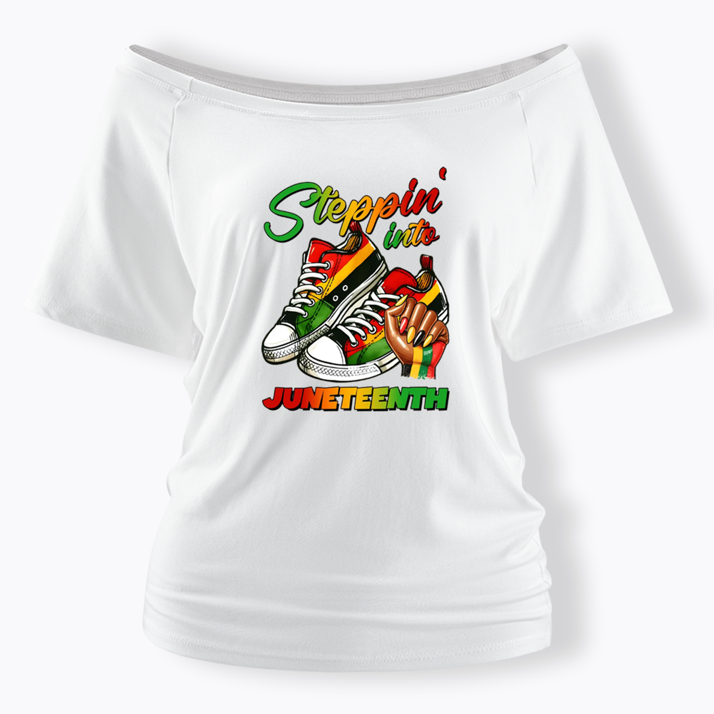 Stepping Into Juneteenth Off Shoulder T-shirt