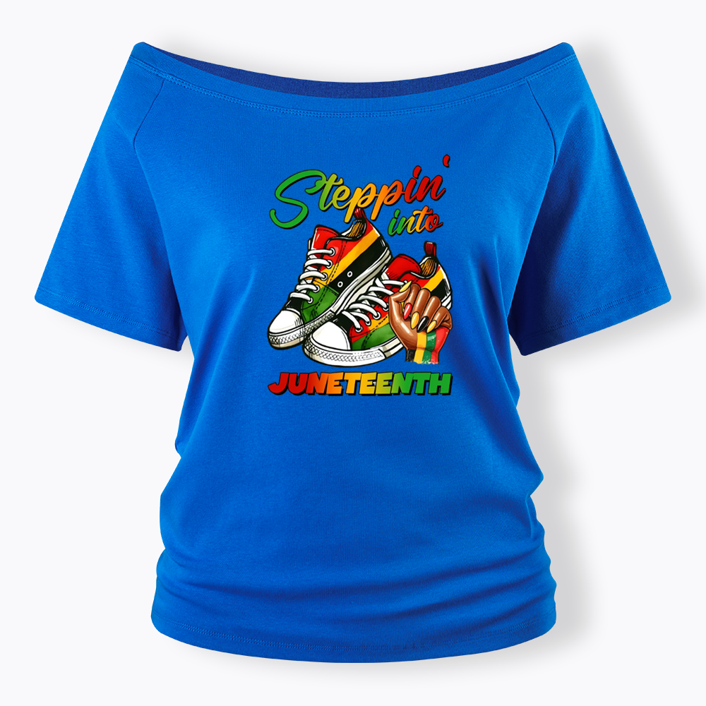 Stepping Into Juneteenth Off Shoulder T-shirt