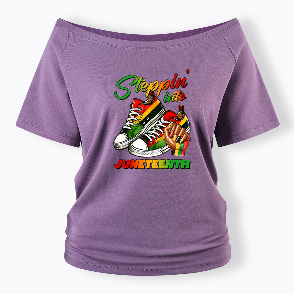 Stepping Into Juneteenth Off Shoulder T-shirt