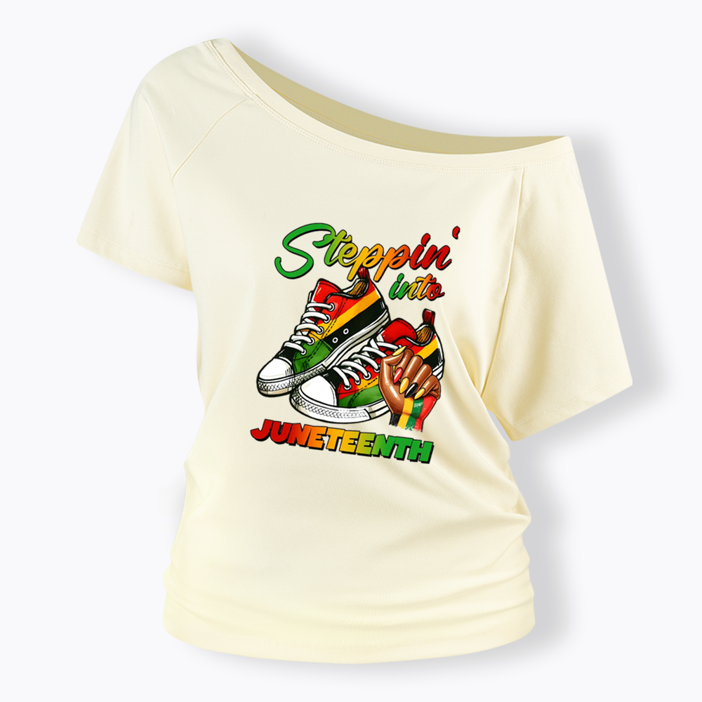 Stepping Into Juneteenth Off Shoulder T-shirt