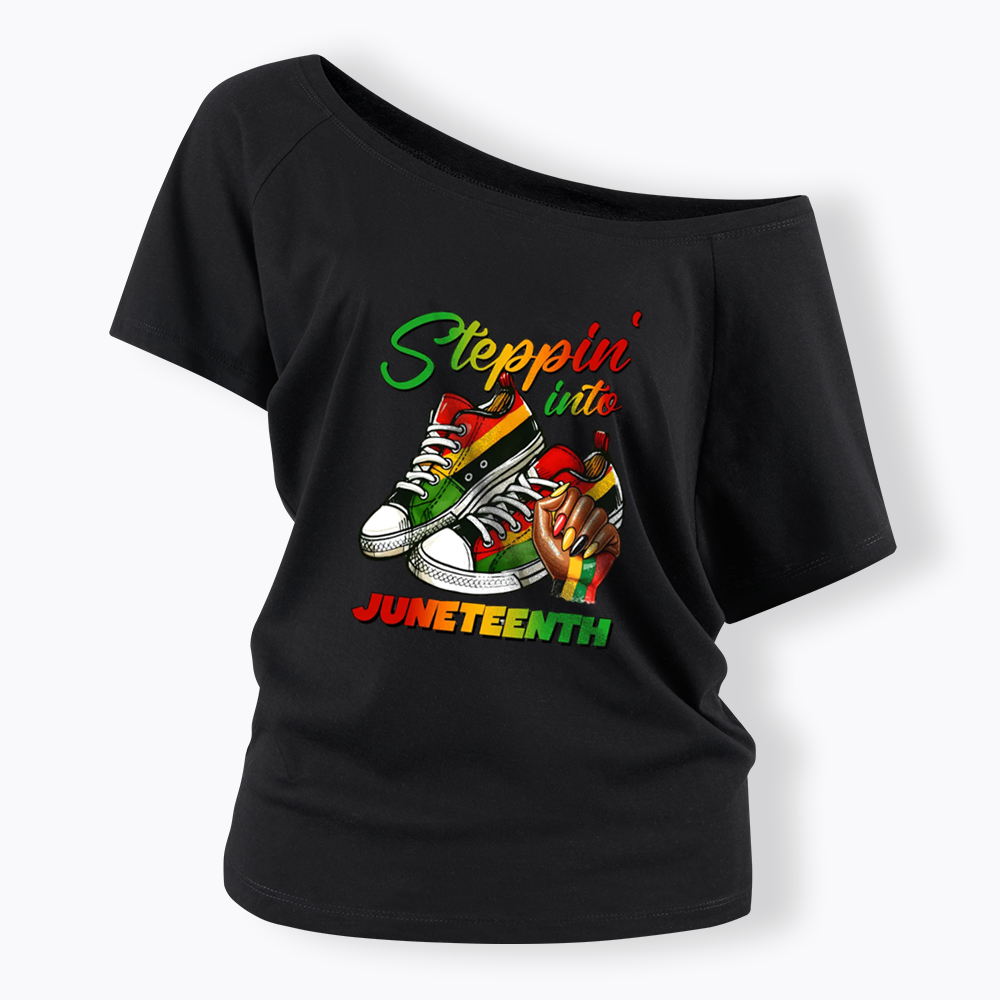 Stepping Into Juneteenth Off Shoulder T-shirt