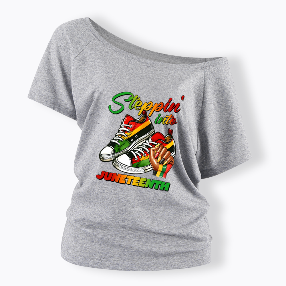 Stepping Into Juneteenth Off Shoulder T-shirt