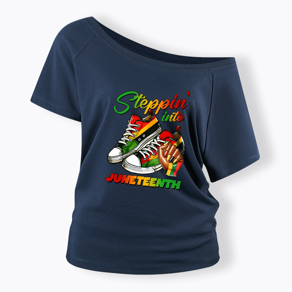 Stepping Into Juneteenth Off Shoulder T-shirt