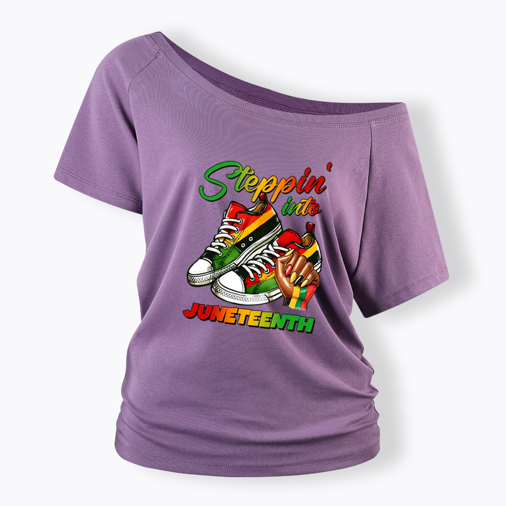 Stepping Into Juneteenth Off Shoulder T-shirt