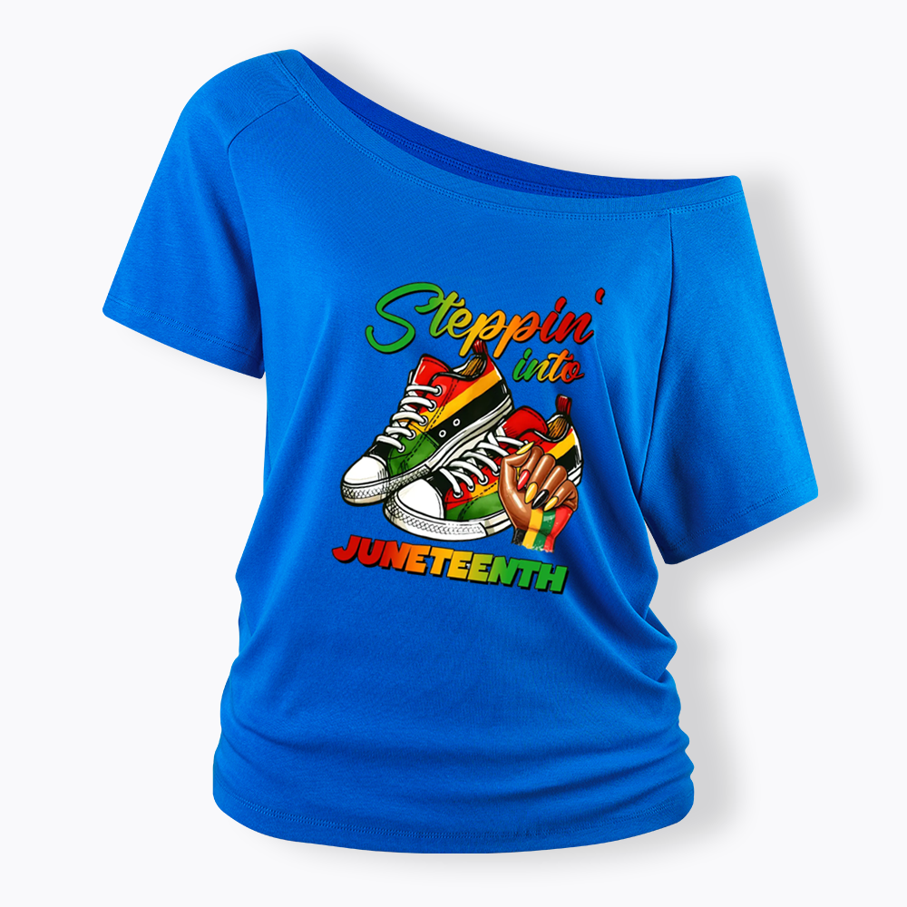 Stepping Into Juneteenth Off Shoulder T-shirt