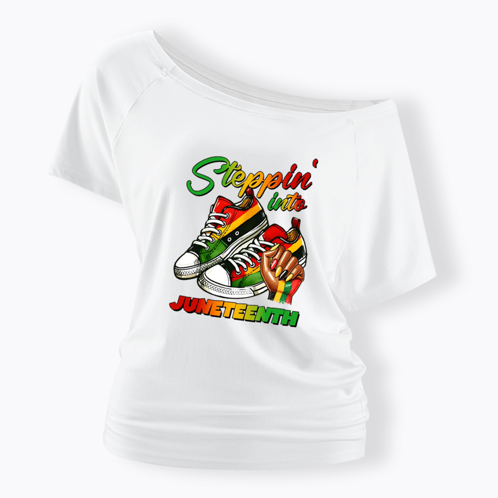 Stepping Into Juneteenth Off Shoulder T-shirt