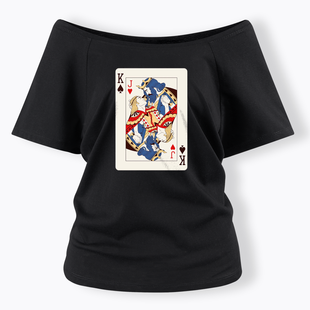Deck Of Cards King Jack Off Shoulder T-shirt