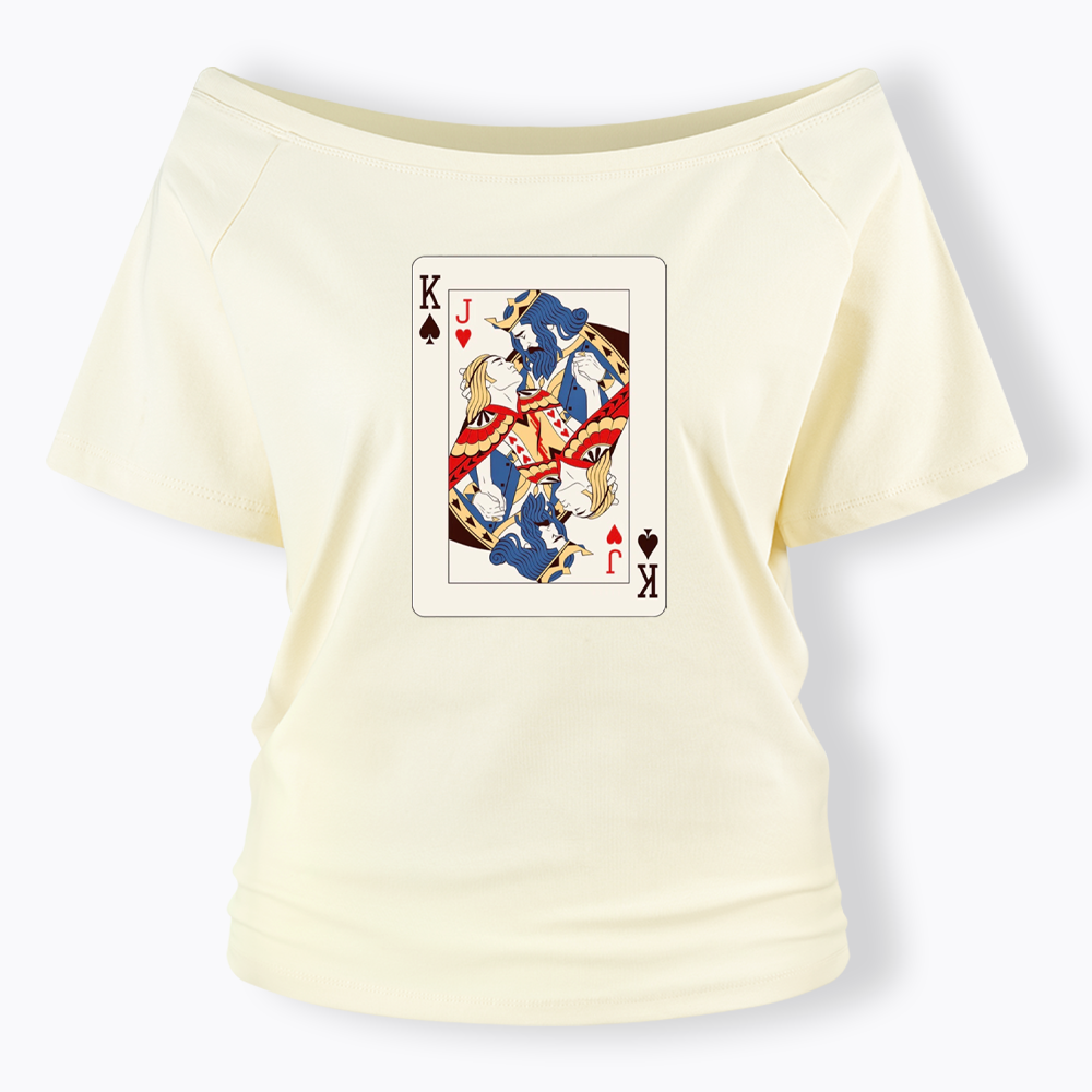 Deck Of Cards King Jack Off Shoulder T-shirt