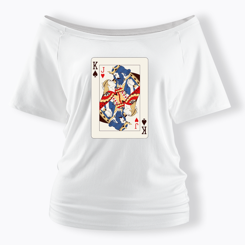 Deck Of Cards King Jack Off Shoulder T-shirt
