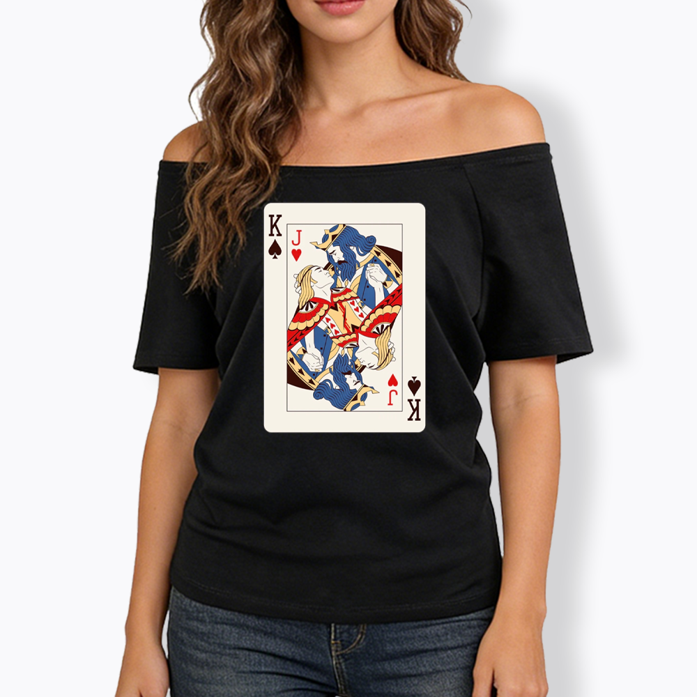 Deck Of Cards King Jack Off Shoulder T-shirt