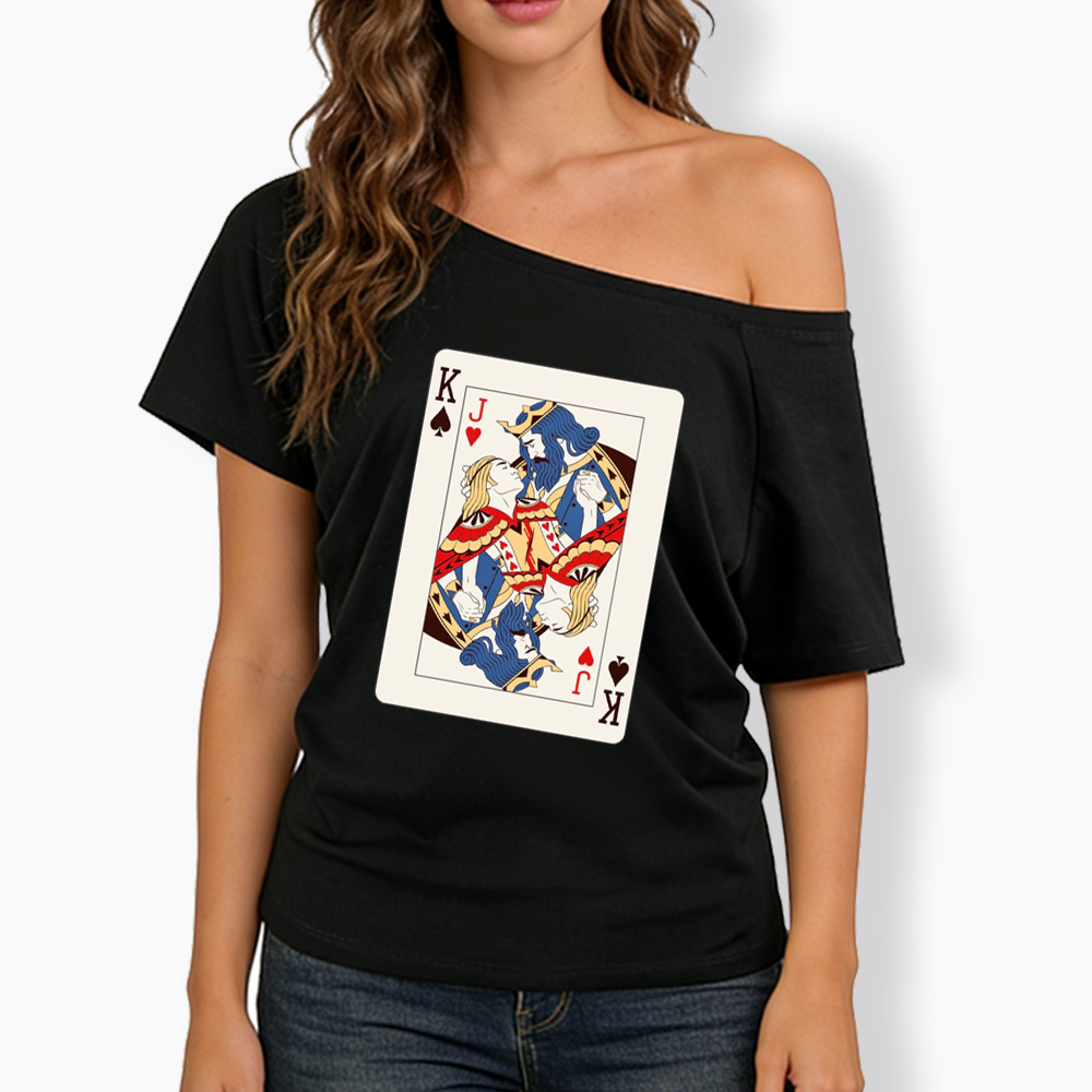 Deck Of Cards King Jack Off Shoulder T-shirt