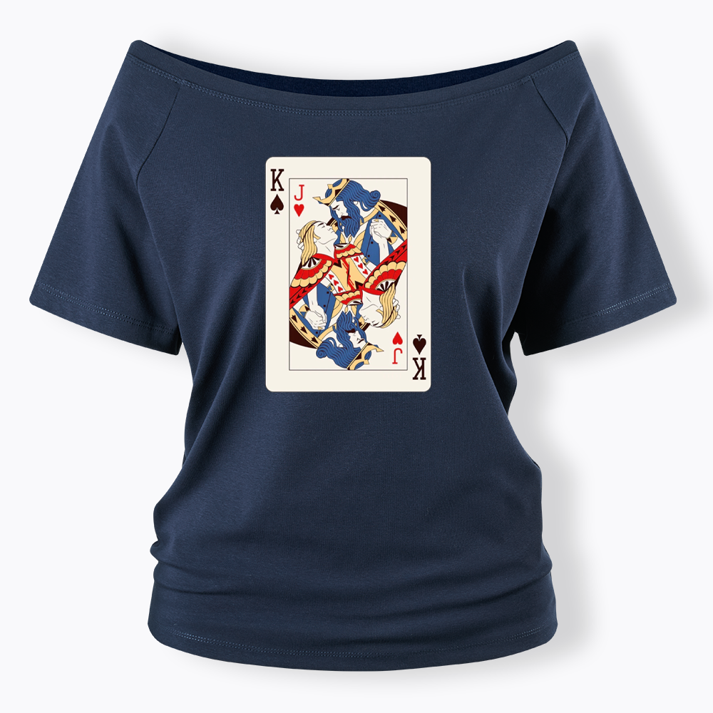 Deck Of Cards King Jack Off Shoulder T-shirt
