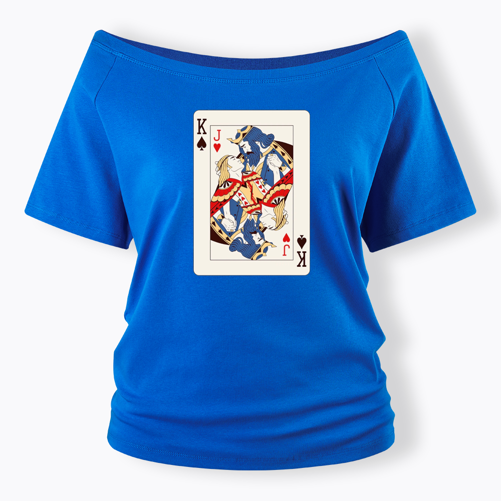 Deck Of Cards King Jack Off Shoulder T-shirt