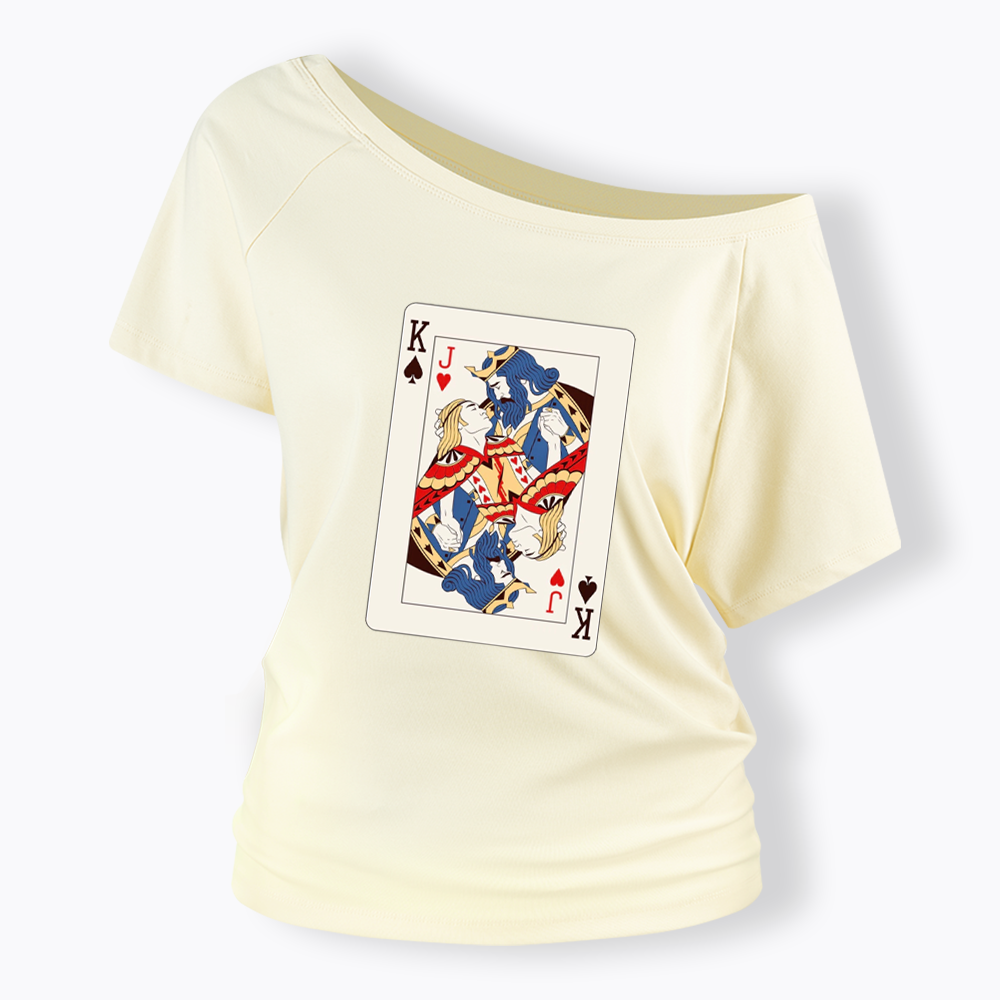 Deck Of Cards King Jack Off Shoulder T-shirt