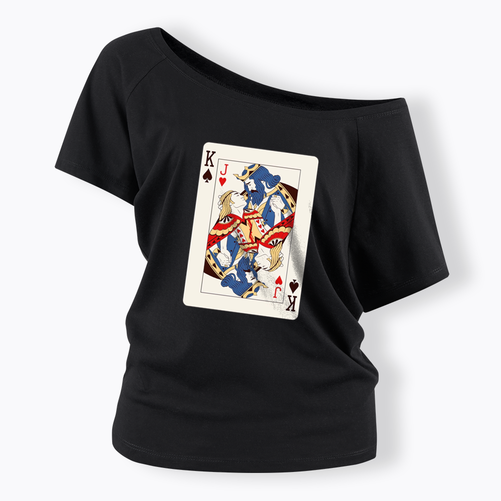 Deck Of Cards King Jack Off Shoulder T-shirt