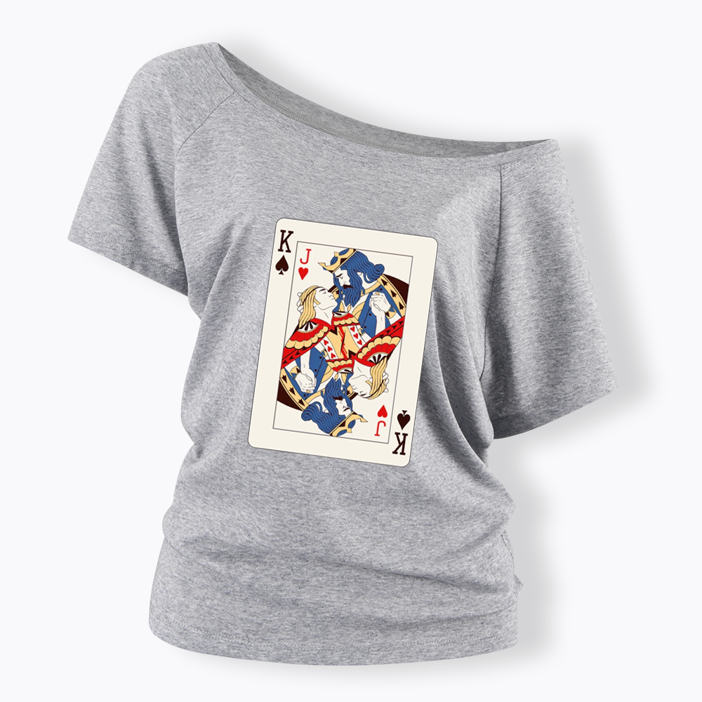 Deck Of Cards King Jack Off Shoulder T-shirt
