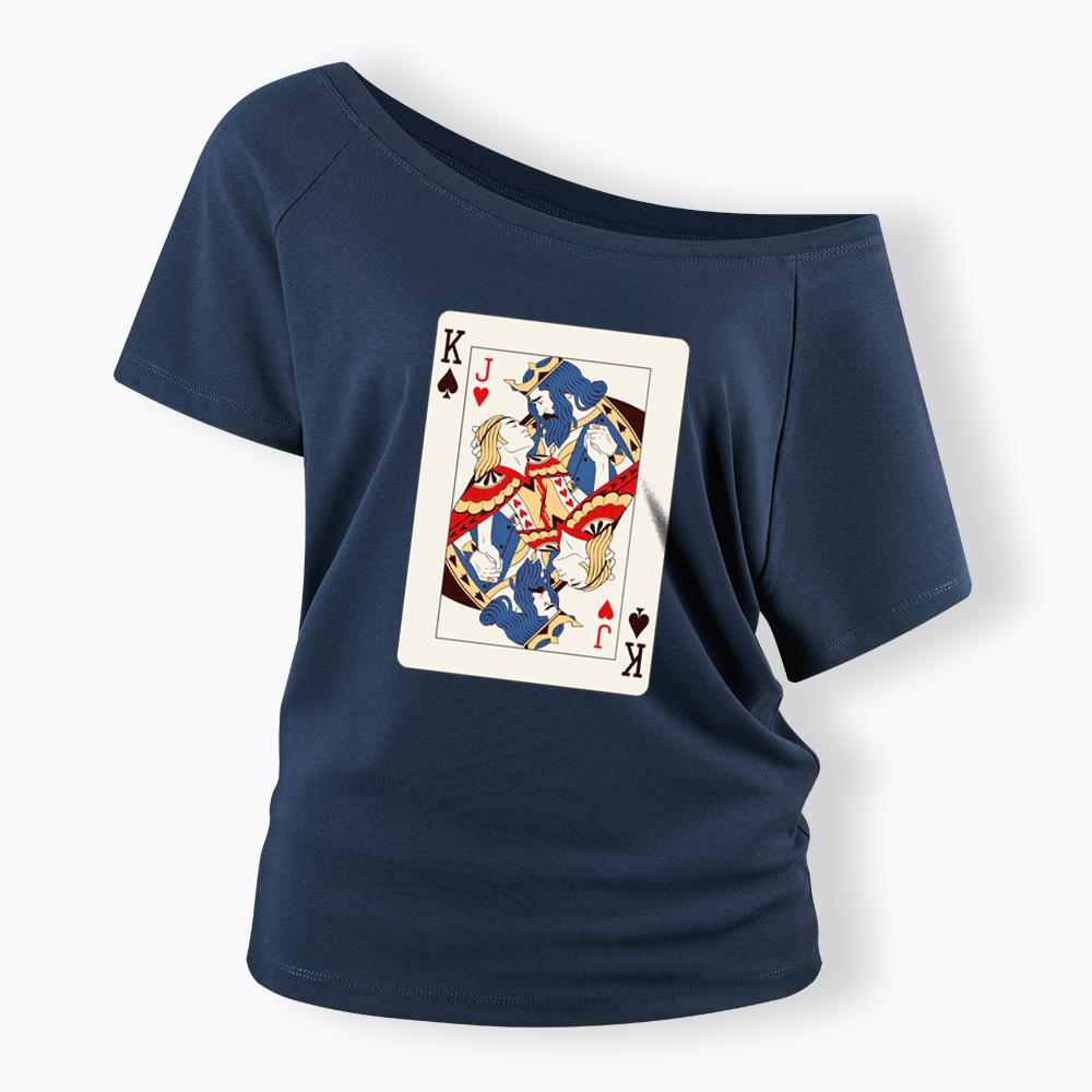 Deck Of Cards King Jack Off Shoulder T-shirt