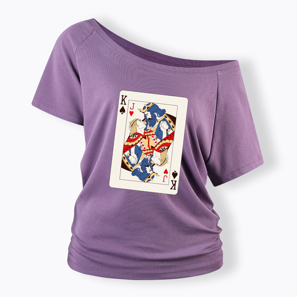 Deck Of Cards King Jack Off Shoulder T-shirt