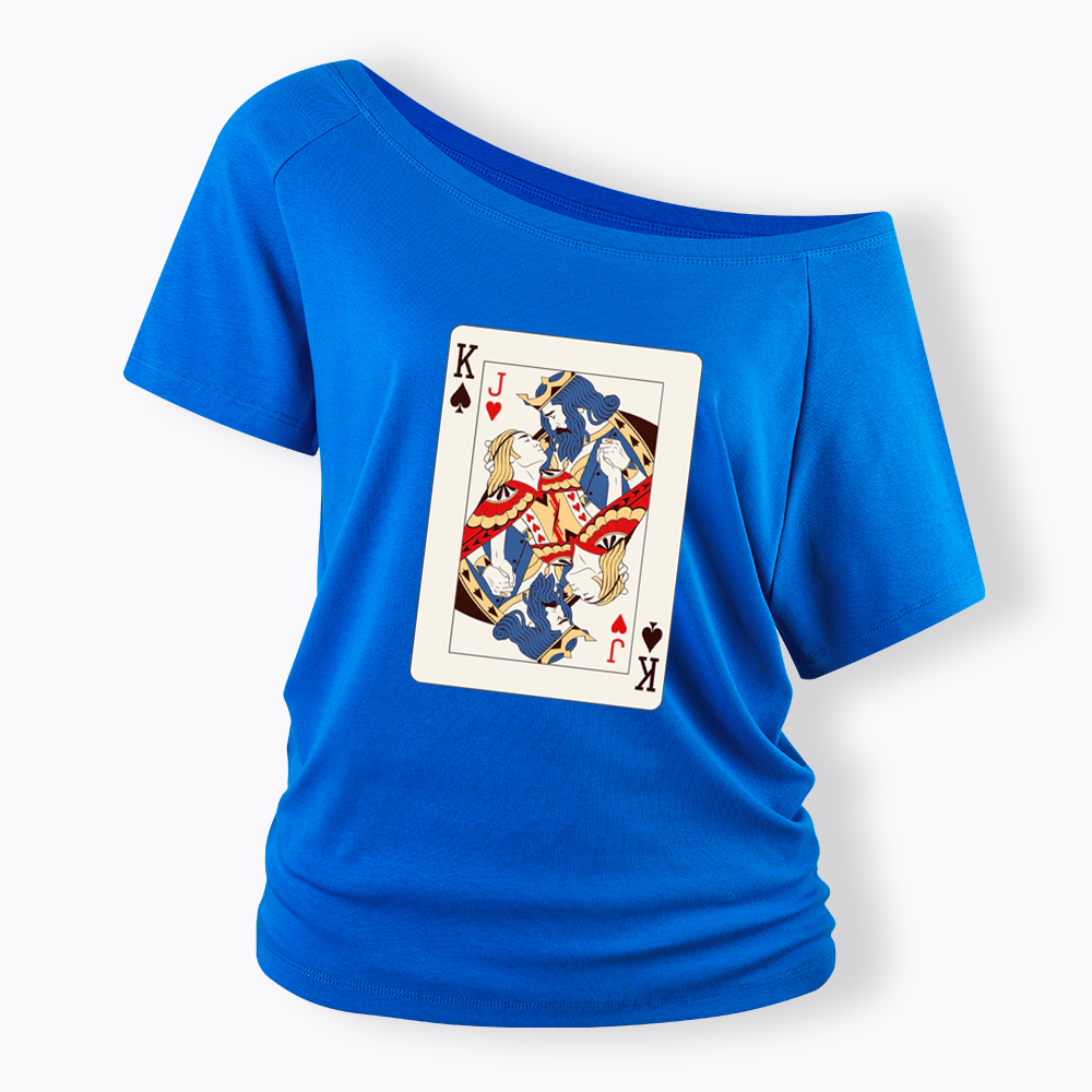 Deck Of Cards King Jack Off Shoulder T-shirt