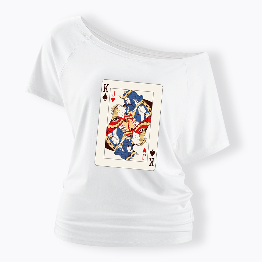 Deck Of Cards King Jack Off Shoulder T-shirt