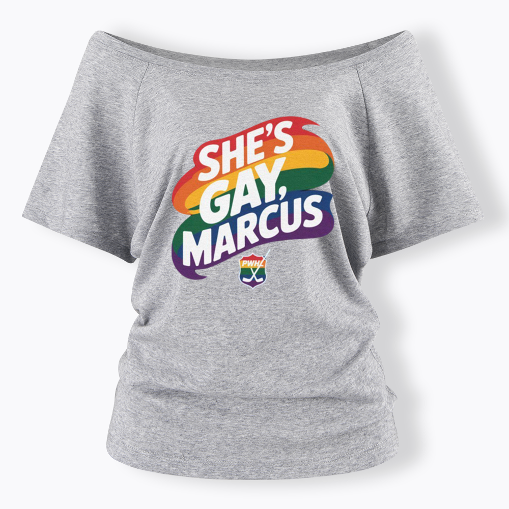 She's Gay Marcus Off Shoulder T-shirt