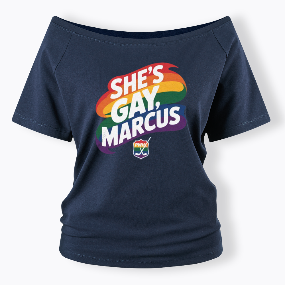 She's Gay Marcus Off Shoulder T-shirt