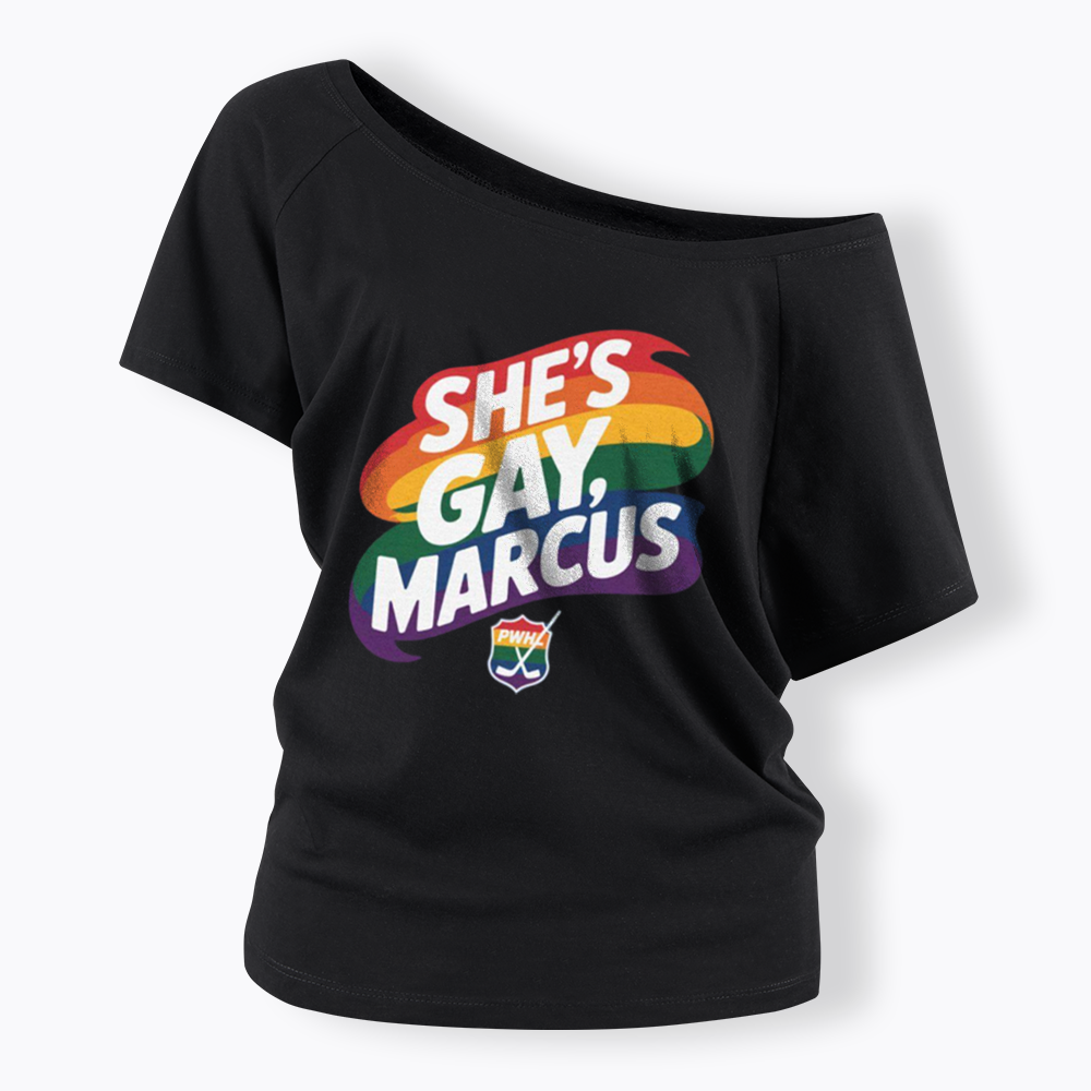 She's Gay Marcus Off Shoulder T-shirt