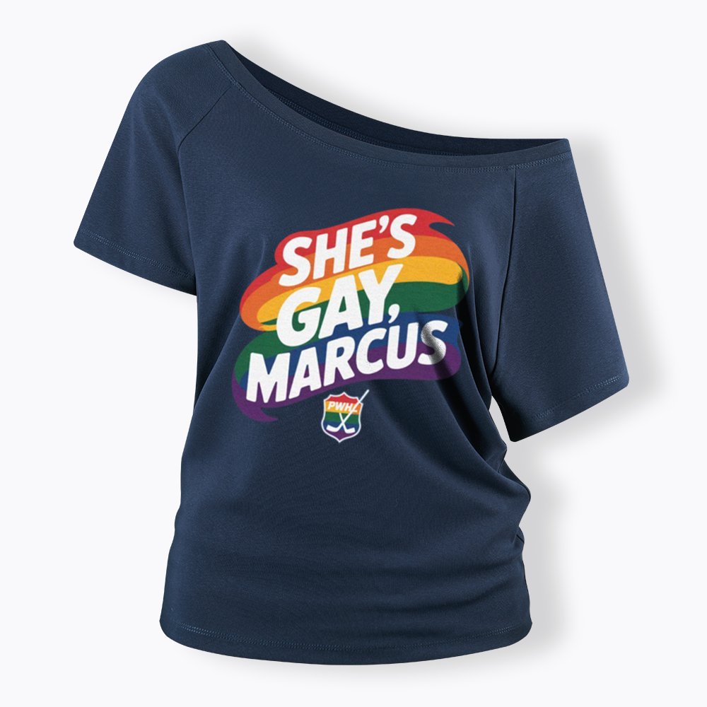 She's Gay Marcus Off Shoulder T-shirt