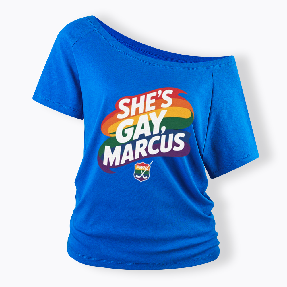 She's Gay Marcus Off Shoulder T-shirt