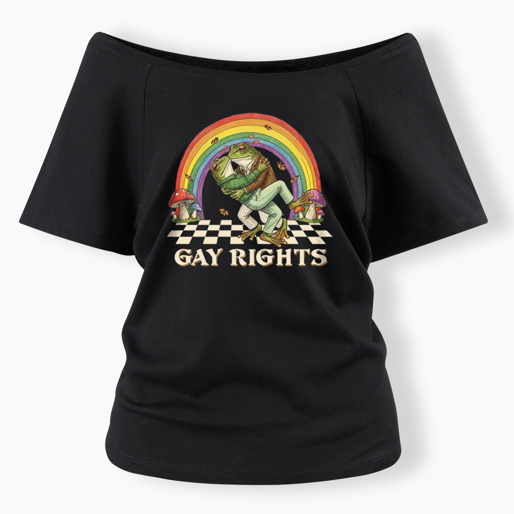 Pride Flag Off Shoulder T-shirt