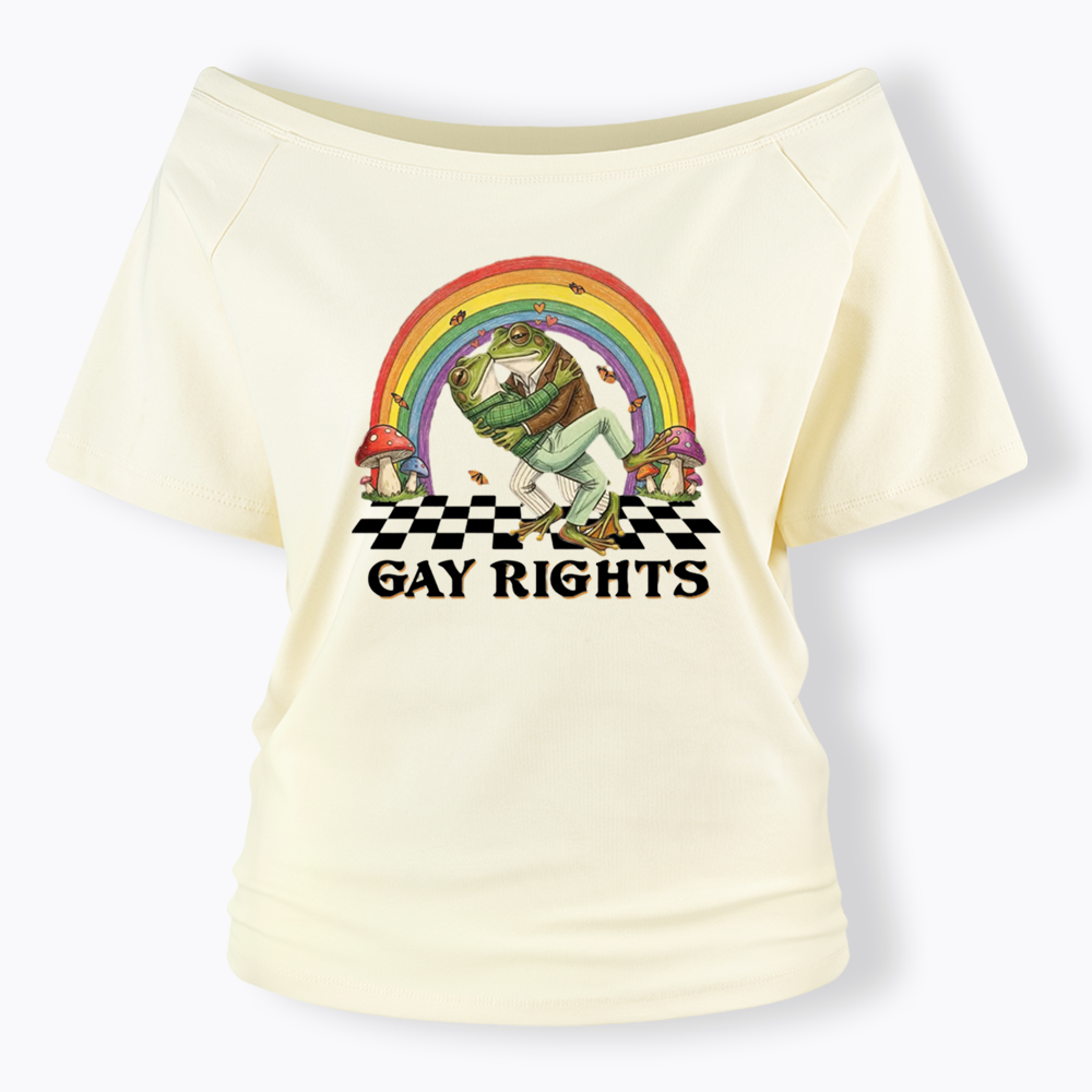Pride Flag Off Shoulder T-shirt