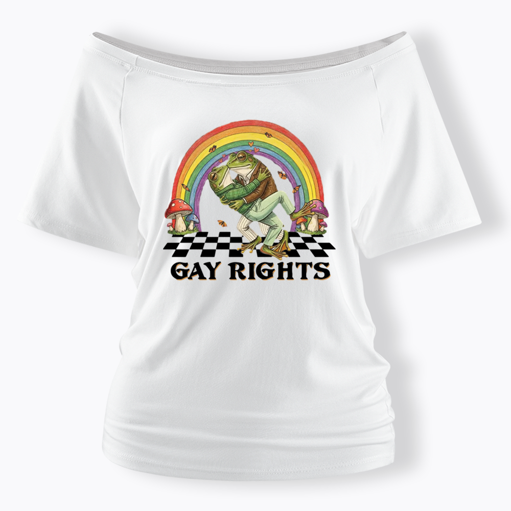 Pride Flag Off Shoulder T-shirt