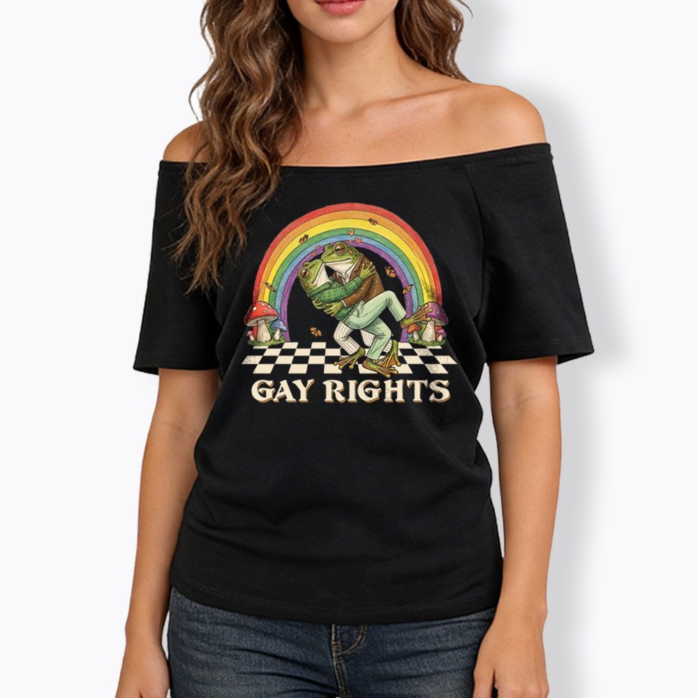 Pride Flag Off Shoulder T-shirt