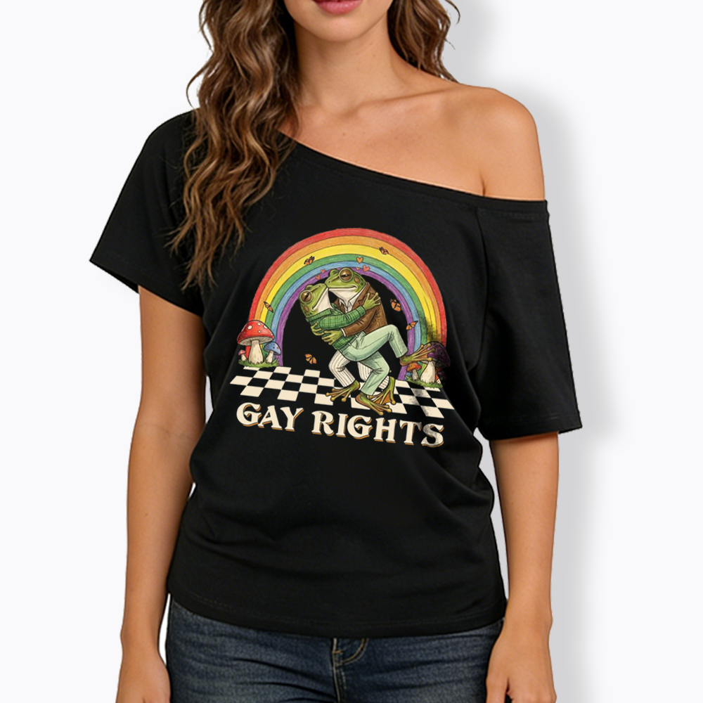 Pride Flag Off Shoulder T-shirt