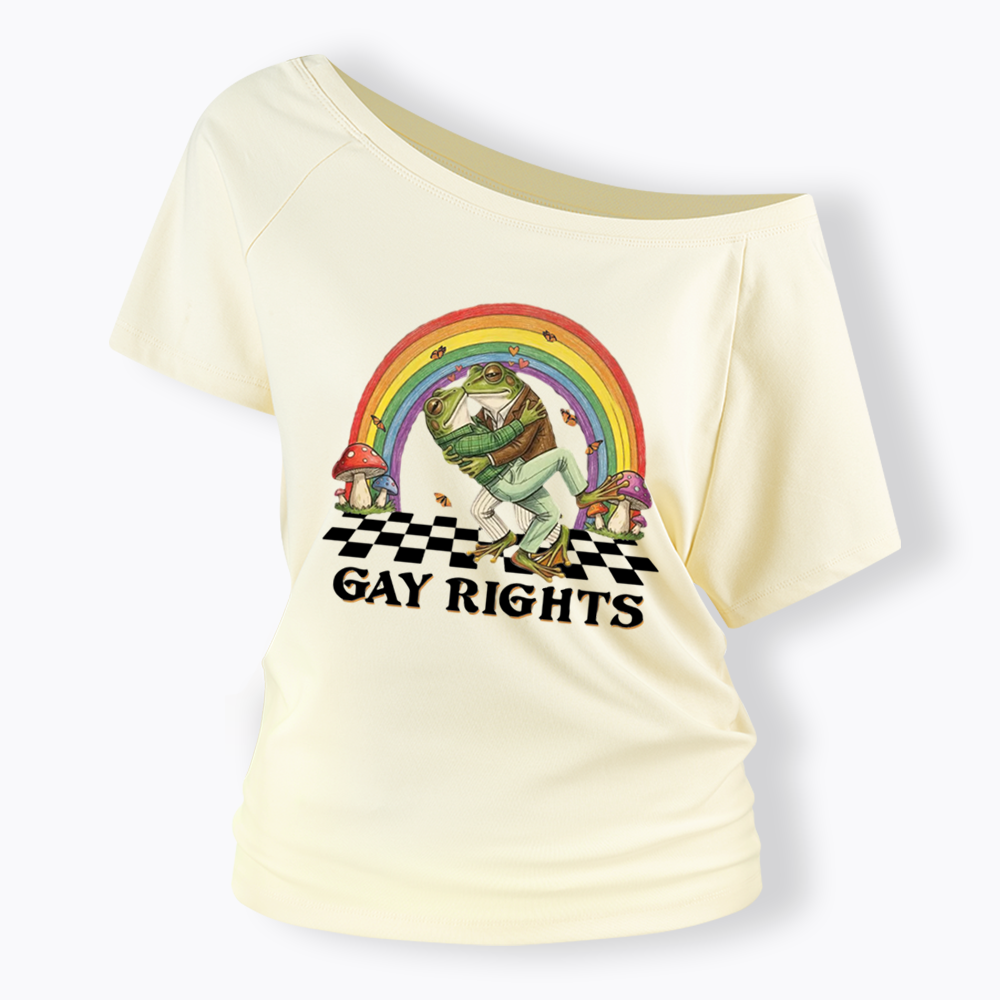 Pride Flag Off Shoulder T-shirt