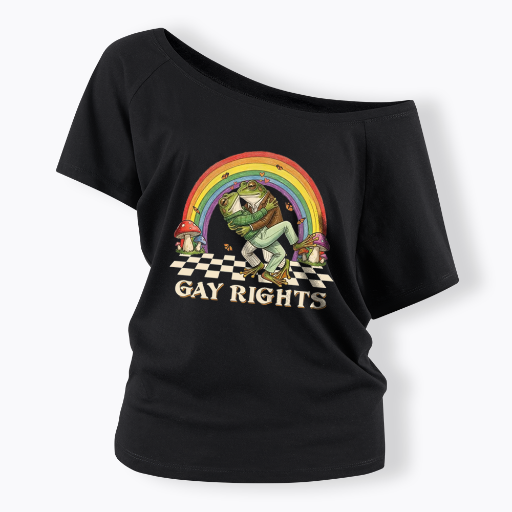 Pride Flag Off Shoulder T-shirt
