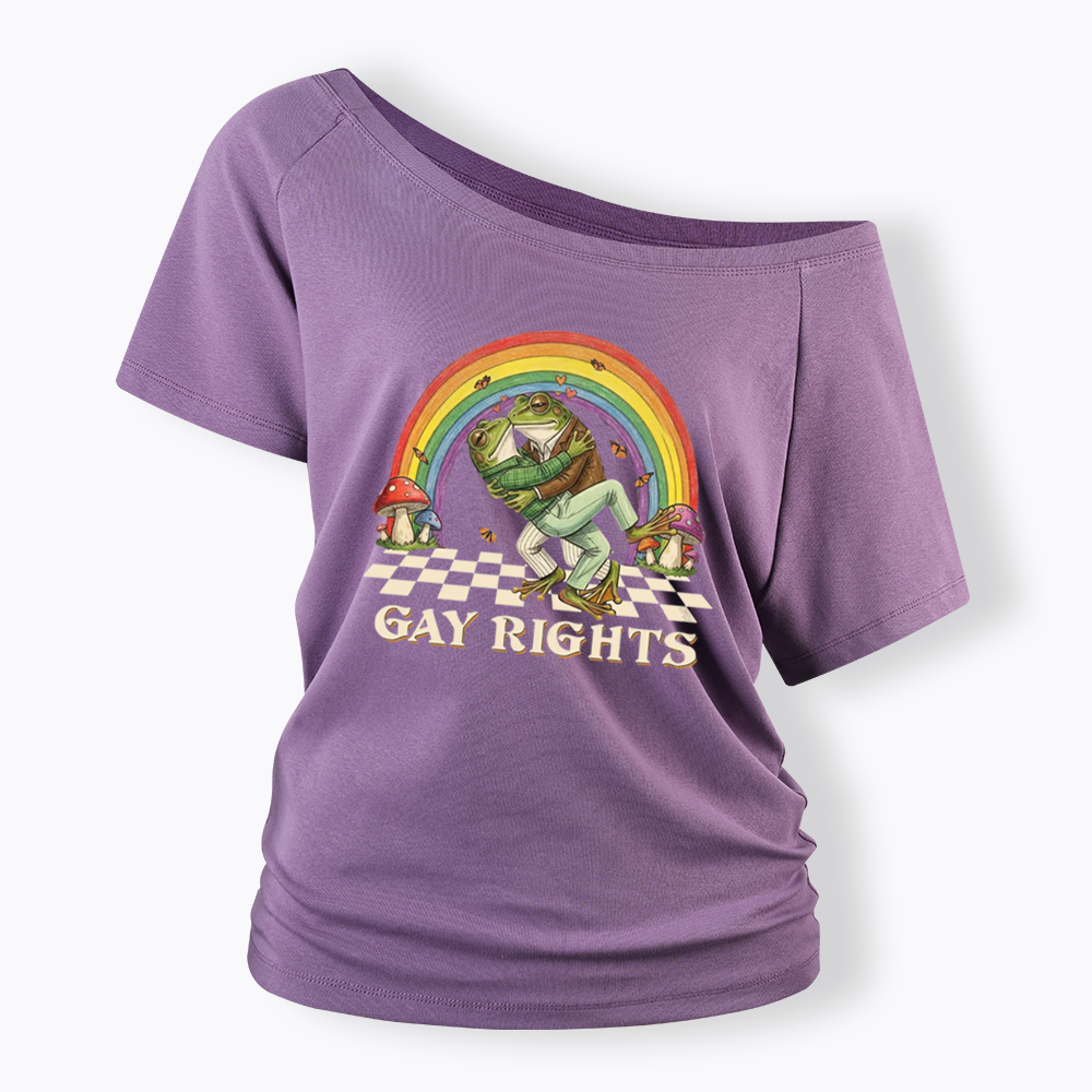 Pride Flag Off Shoulder T-shirt