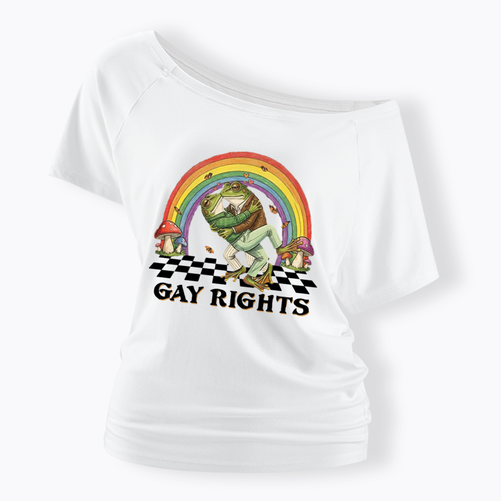 Pride Flag Off Shoulder T-shirt