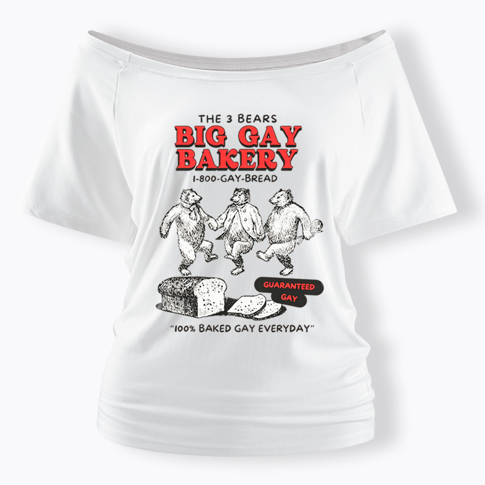 3 Bears Big Gay Bakery Off Shoulder T-Shirt